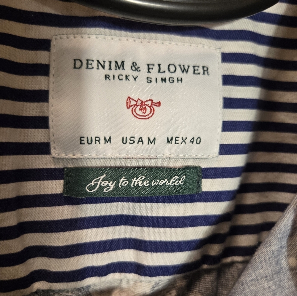 Denim And Flower Mens Button Down Cool Santa Shirt (Size M) - Picture 4 of 7